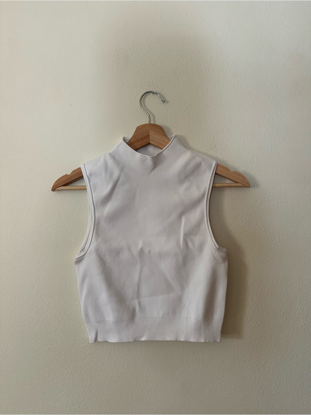 Cos White Sleeveless Mock Neck Crop Top